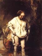 REMBRANDT Harmenszoon van Rijn A Woman Bathing in a Stream oil